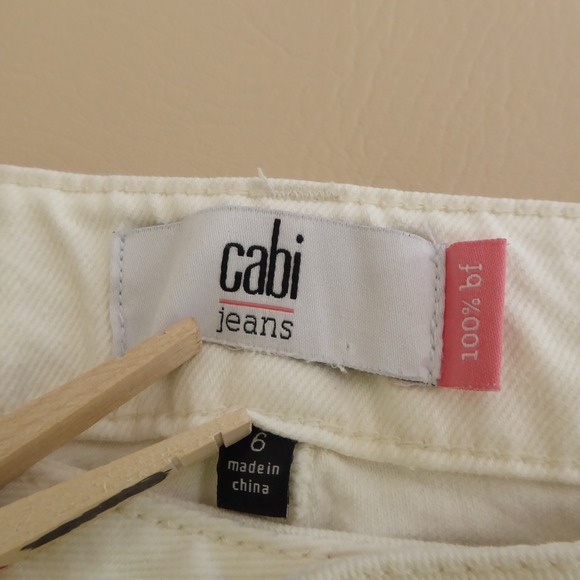 Cabi Jeans Womens 100% Boyfriend White Straight Leg Cotton Pants 6072 Size 6 - Picture 7 of 9